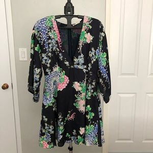 Navy floral size small 3/4 sleeve mini dress